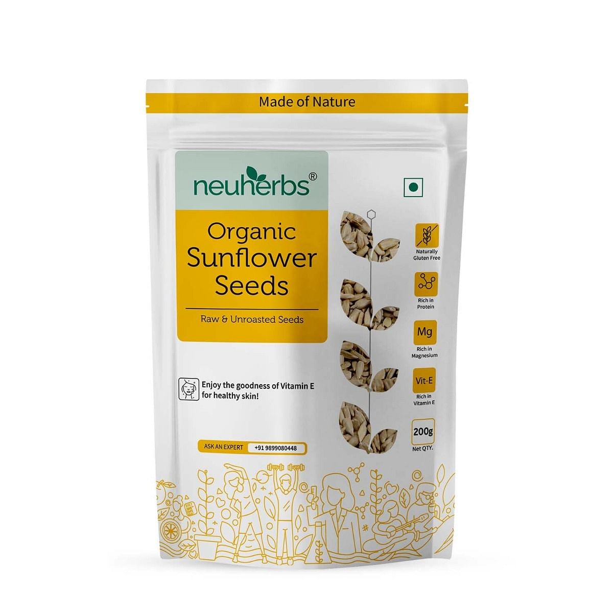 

Neuherbs Raw Sunflower Seeds for Eating, Rich in Protein & Fiber : 200 G