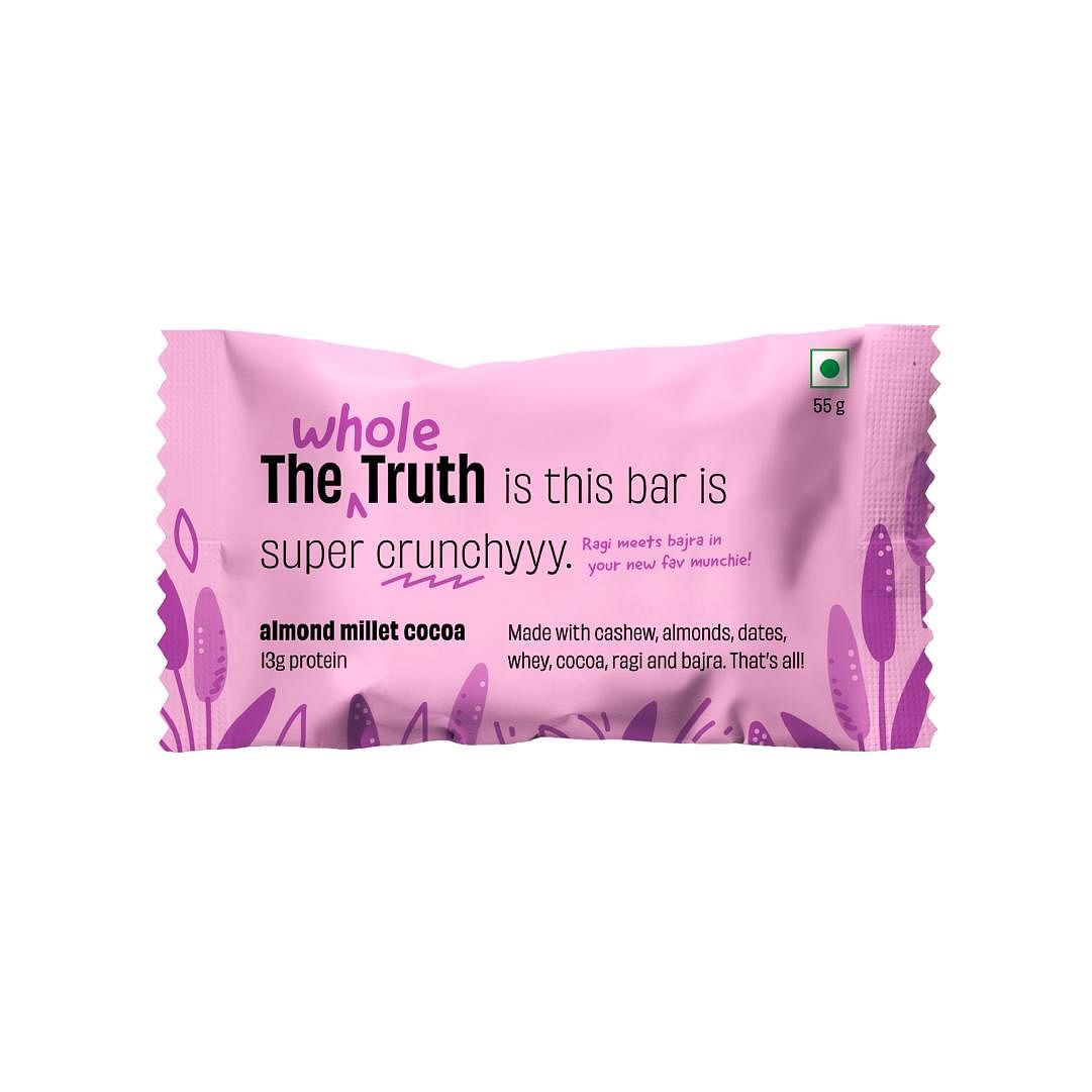 

The Whole Truth | 13g Protein Bar | Almond Millet Cocoa | Pack of 6 x 55g | No Refined Sugar | No Added Flavours | No Preservatives