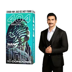 404 by Bold Care Super Nano Thin Condoms For Men, 50 Microns, 10 Units