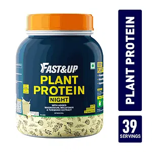 Fast&Up Plant Protein Night | For Overnight Muscle Recovery & Growth l Delicious Classic Vanilla - 39 Servings 