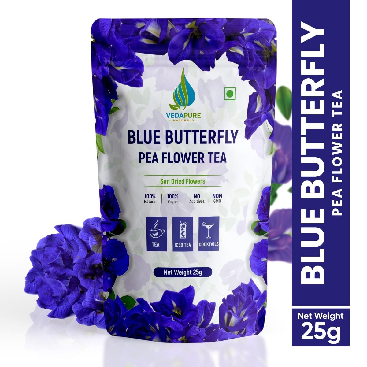 

VEDAPURE Blue Butterfly Pea Flower Tea|Flower Tea|Blue Pea Tea For Glowing Skin & Sleep Support|Stress Relief Tea|Steep As Hot Or Iced|Caffeine Fre...