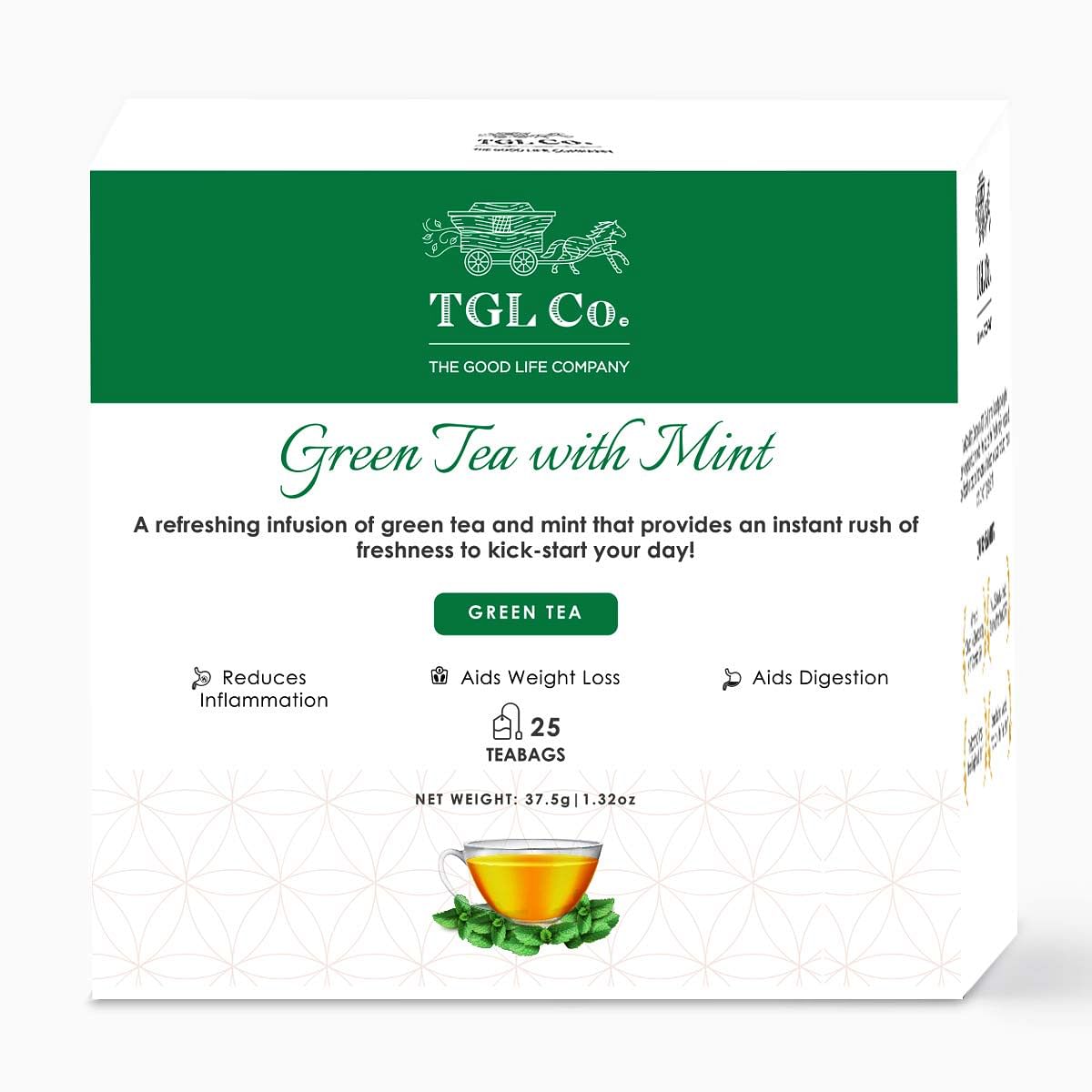 

TGL Co. Green Tea with Mint 1.5gm With Envelope Paper Teabag (25pc)