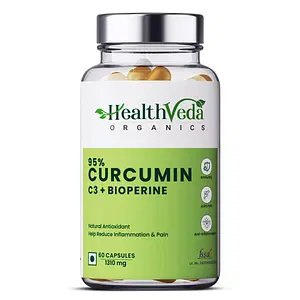 Health Veda Organics Curcumin C3 + Bioperine Supplements, 1310 Mg | 60 Veg Capsules | Supports Joint & Muscle Health | Better Absorption | Boost Immunity | For Men & Women
