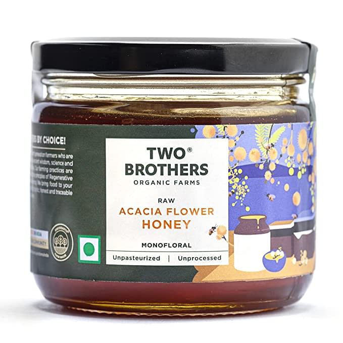 

Two Brothers Organic Farms Amorearth Acacia Apiary Honey, Raw Mono-Floral Unfiltered Unpasteurized 350 GMS