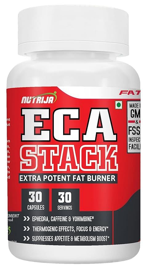 

NutriJa ECA Stack - Extra Potent Fat Burner | Ephedra Extract, Yohimbine, Caffeine - Pack of 30 capsules…