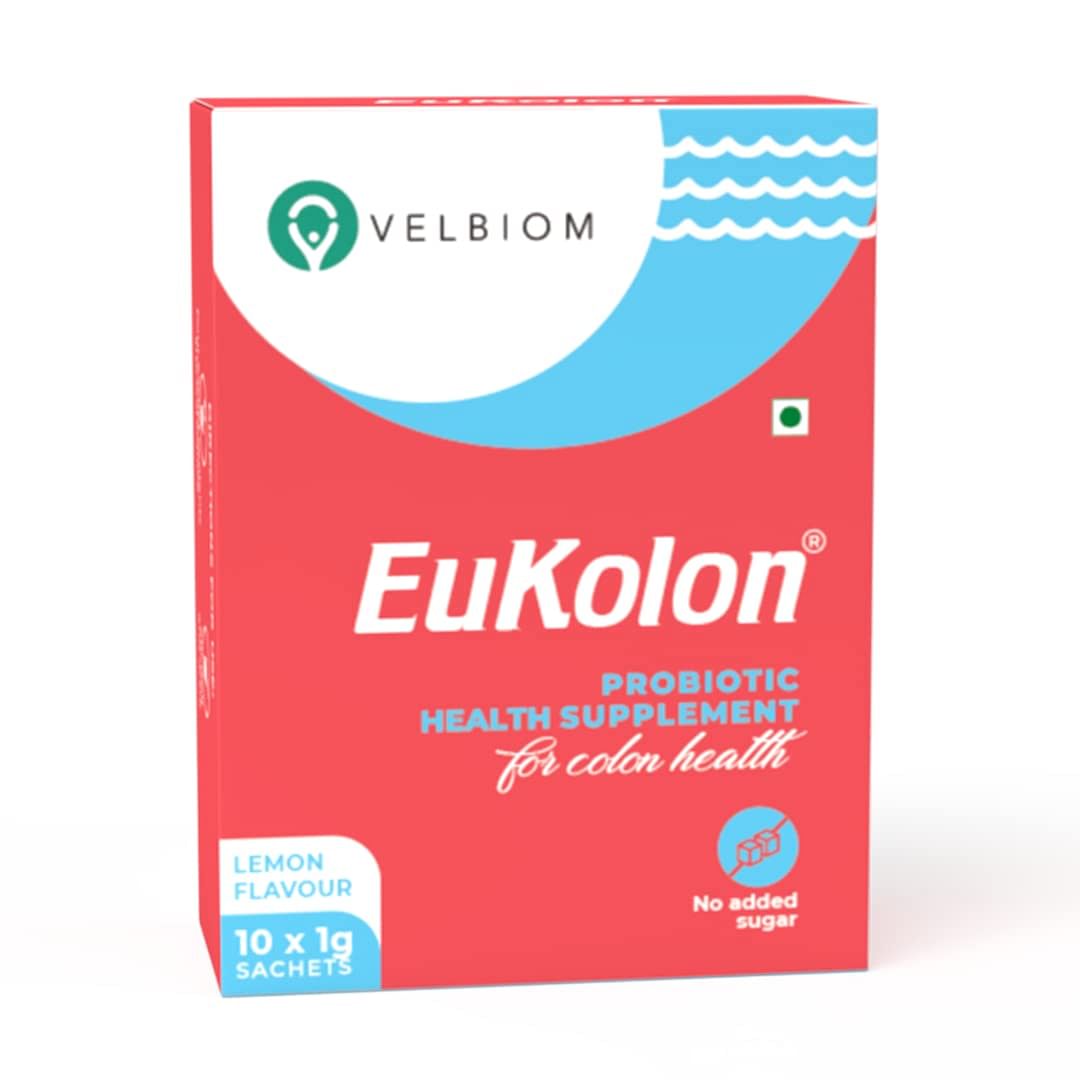 

Velbiom Eukolon for Boosting Colon Health | Improves Gut Health | Refreshes Digestive System | Detoxifies Gut | 10 billion CFUs Probiotic Supplemen...