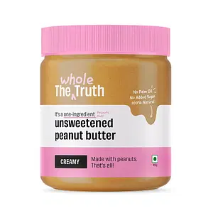 The Whole Truth - Unsweetened Peanut Butter | 325g | Creamy | No Added Sugar | No Artificial Sweeteners | Vegan | No Gluten | No Preservatives | 100% Natural