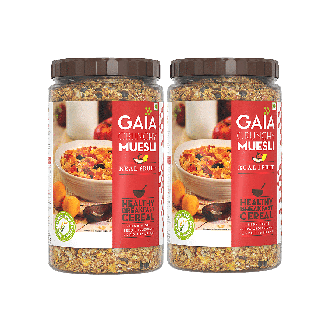 

Gaia Crunchy Muesli - Real Fruit 1Kg | Pack of 2