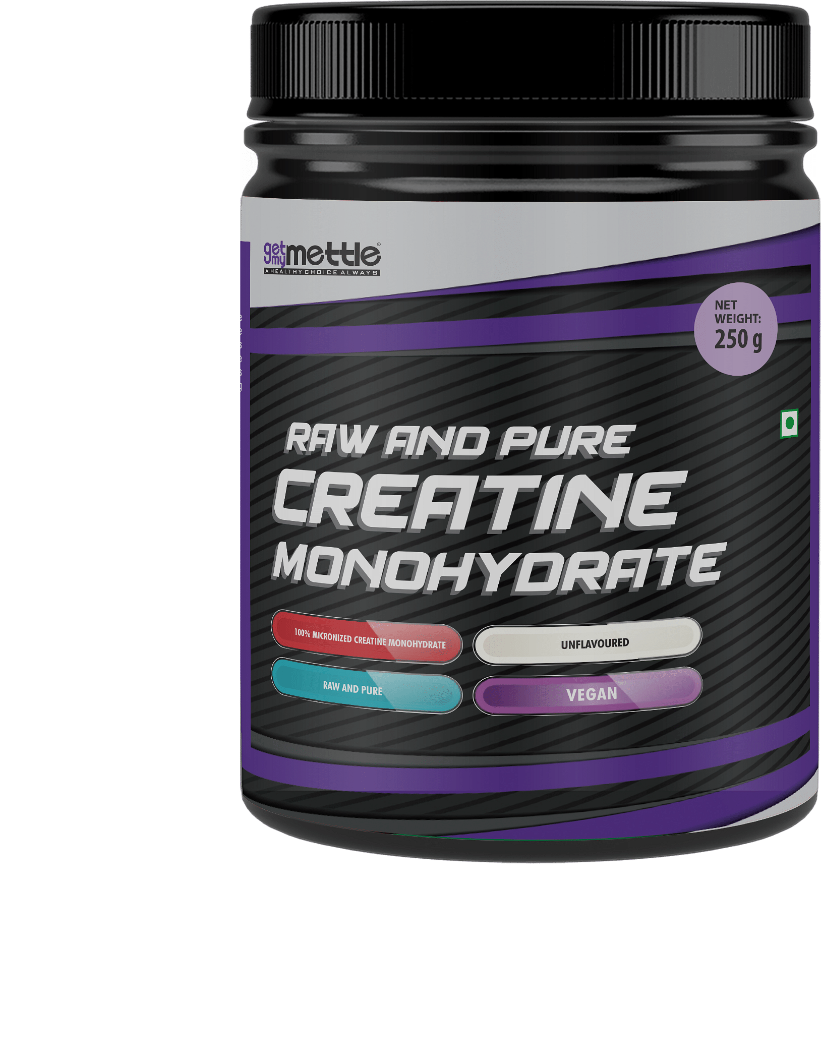 Getmymettle Raw And Pure Creatine Monohydrate Micronized Creatine Vegan 83 Servings Unflavored 