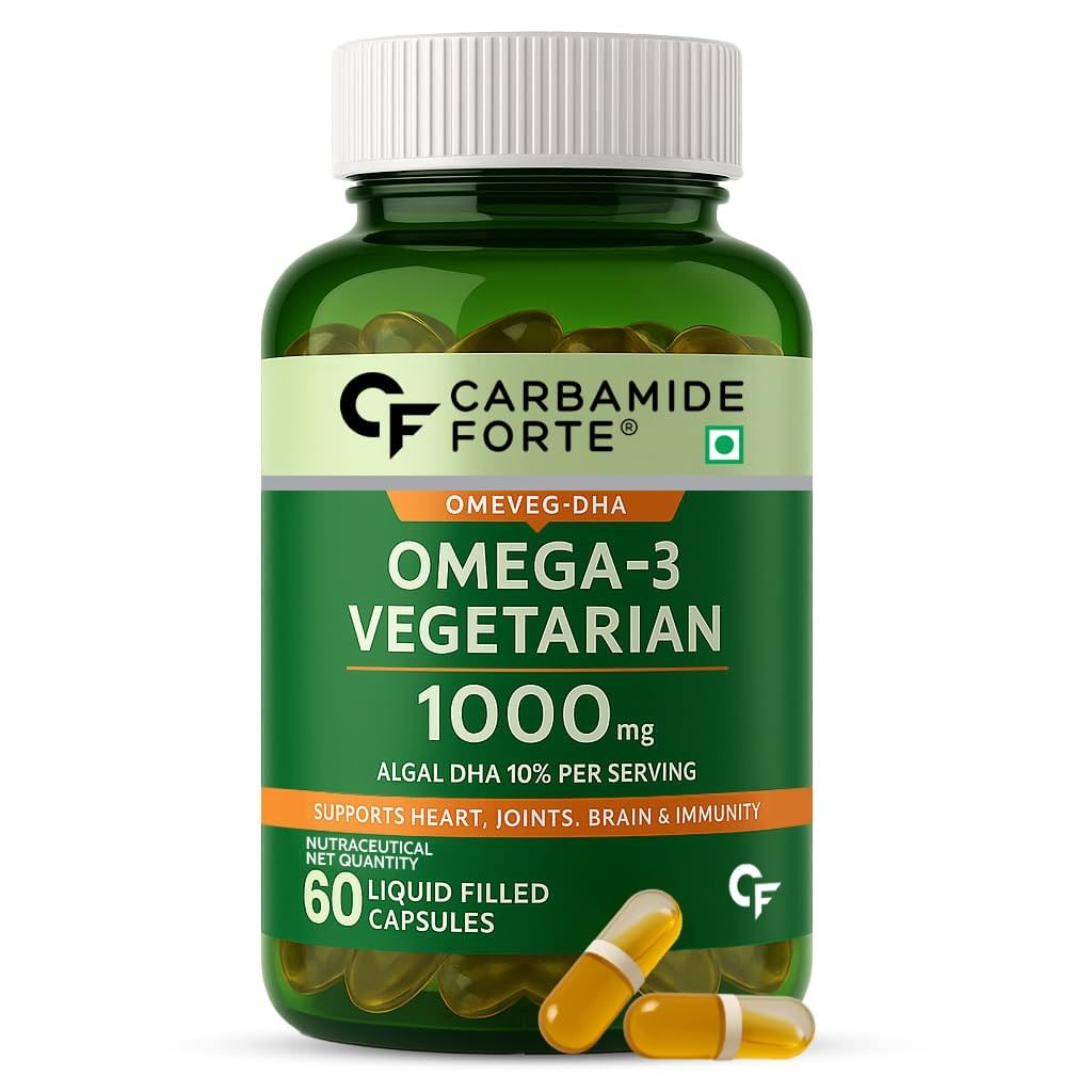 

Carbamide Forte Veg Omega3 1000mg | Veg DHA | Vegetarian Omega 3 | Algal DHA | Plant Based | No Fish oil Used Capsules for Men & Women- 60 Veg Caps...