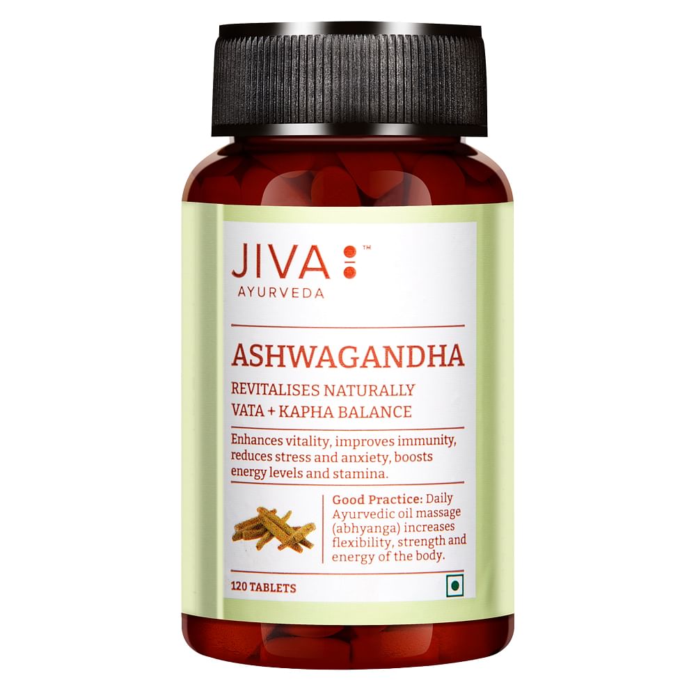 

Jiva Ayurveda Ashwagandha Tablet - Pure Herbs Used, Daily Energizer, Revitalize Body & Mind - 120 Tablets Pack of 1