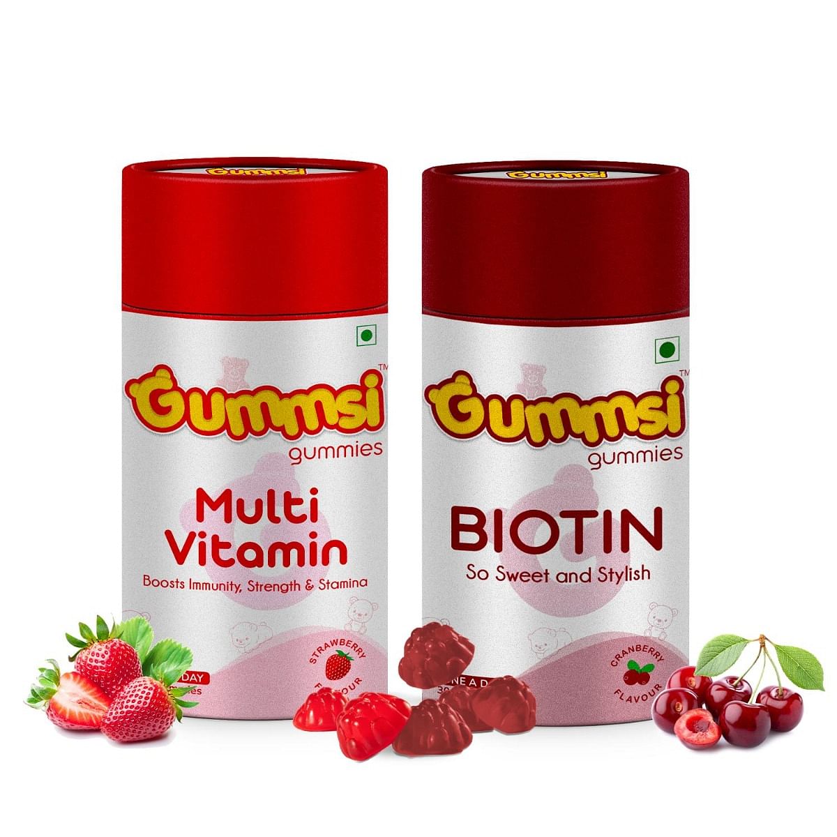 Gummsi Multivitamin & Biotin Gummies | Hair Growth with Fibre, Zinc ...