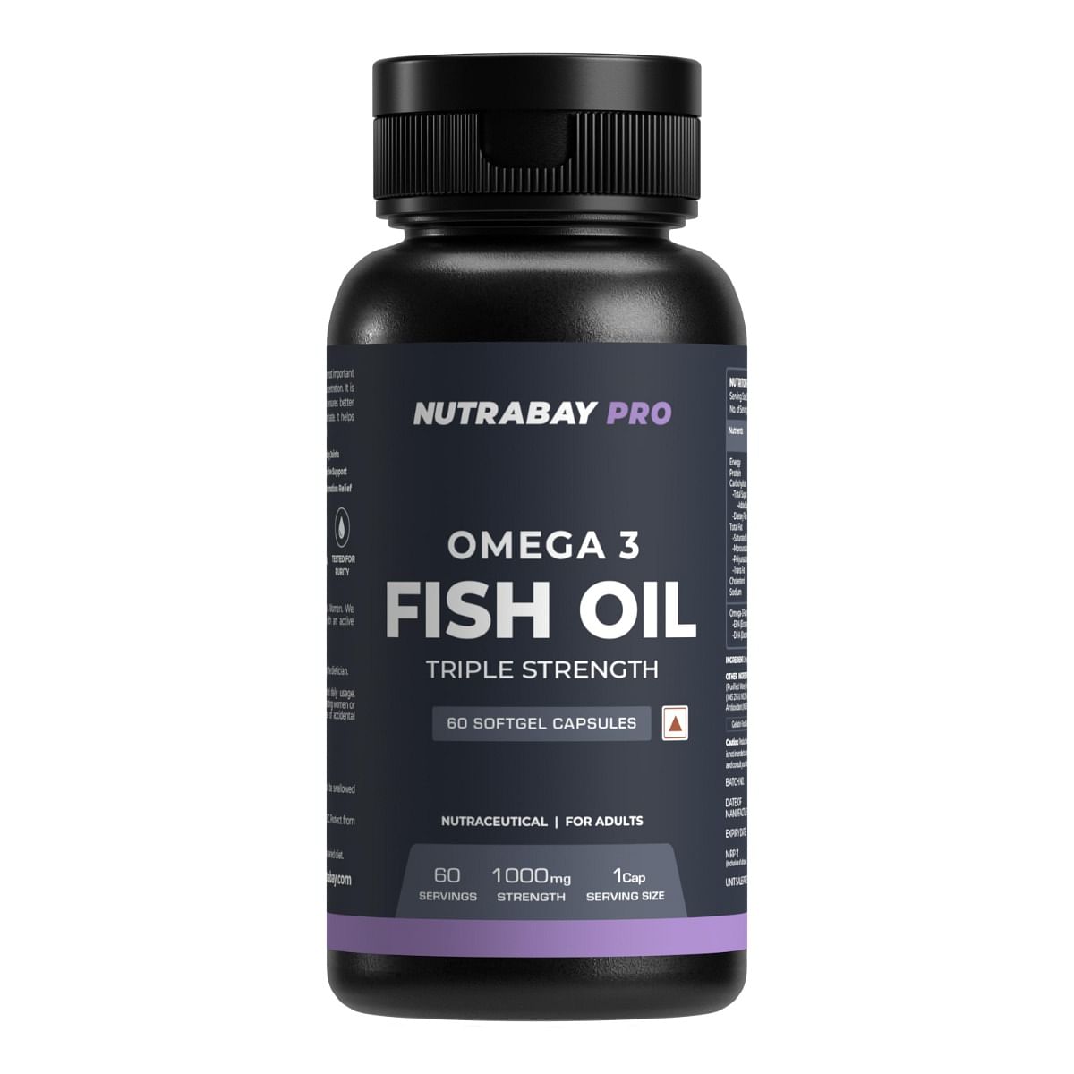 

Nutrabay Pro Omega 3 Fish Oil (Triple Strength) - 1000Mg, 60 Capsules | 460 Mg Epa & 380 Mg Dha For Healthy Brain, Heart, Eyes & Joints | Non Gmo, ...