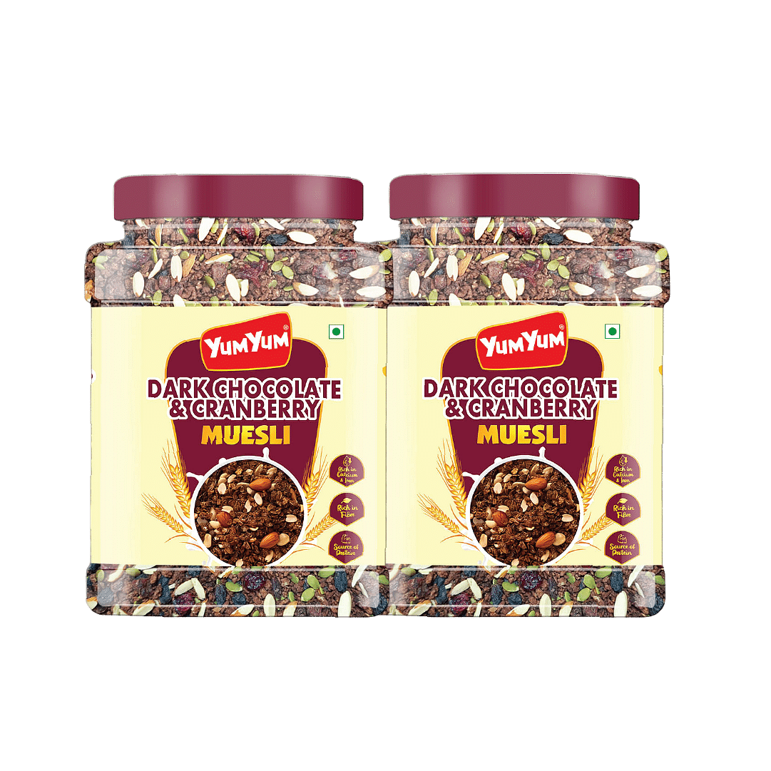 

Yum Yum Dark Chocolate & Cranberries Muesli 750g | Healthy Breakfast Cereals | Chocolate,Whole Grain,Cranberries, Almonds,Black Raisins,Pumkin Seed...