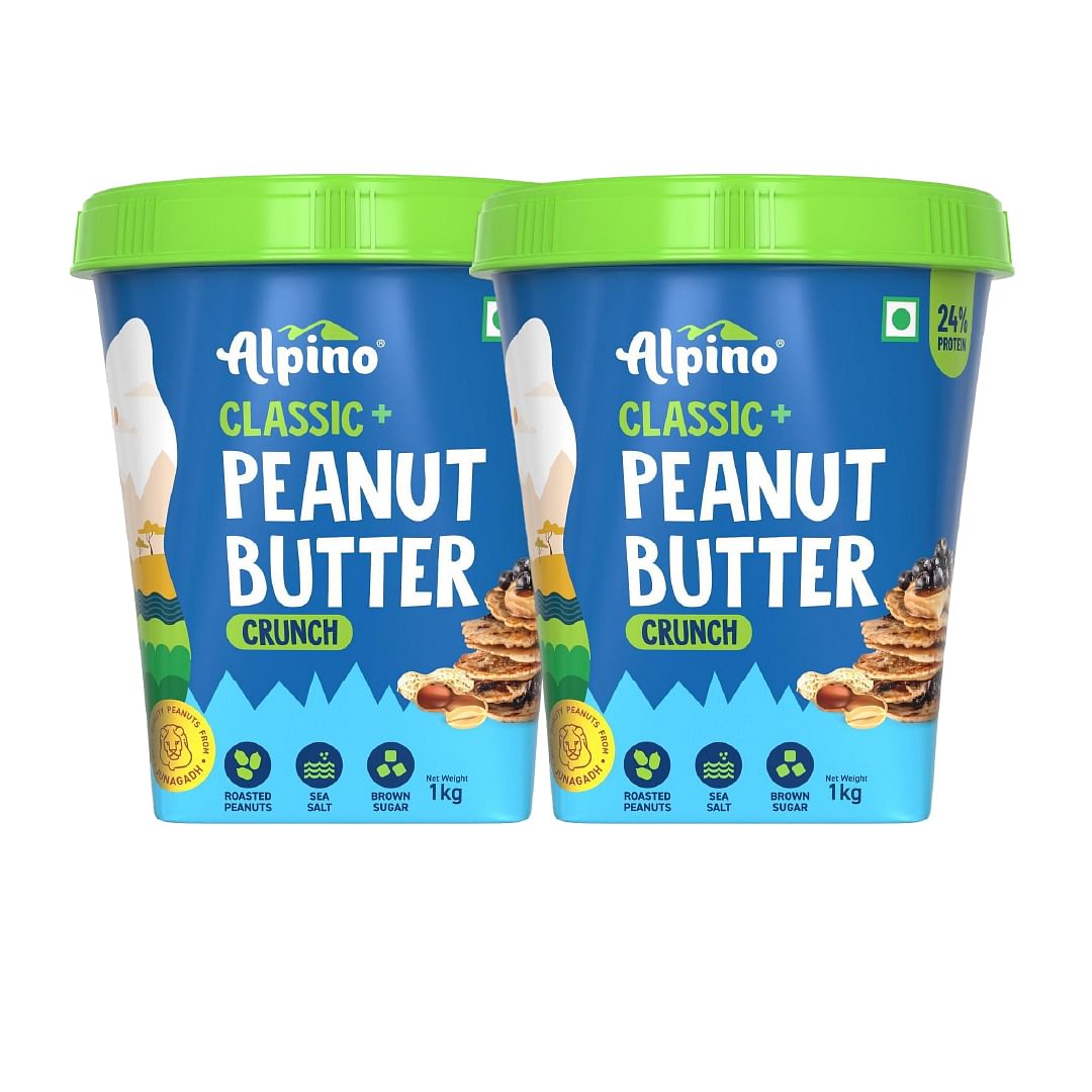 

Alpino Classic Peanut Butter Crunchy 1kg | Single Pack |24% Protein | Roasted Peanuts, Brown Sugar & Sea Salt | Plant Based Protein | Pack of 2