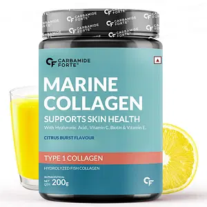 Carbamide Forte Marine Collagen Powder Supplement 200g |20 Serving | Organe Flavour | Women & Men