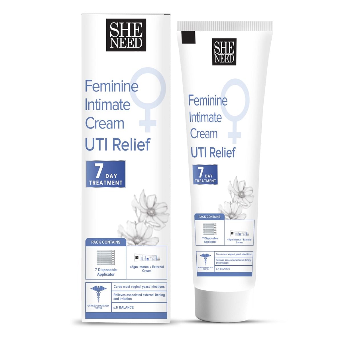 

SheNeed Intimate Cream for UTI relief - 3 days yeast infection treatment | Reduces Yeast Infection from within | Kills bacteria | 7 applicator + 4...