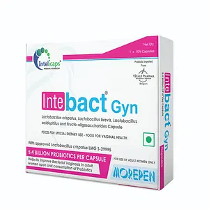 Morepen INTEBACT GYN 5.4 BN CFU Prebiotics and Probiotics Supplement for Female - 10 Veg Capsules