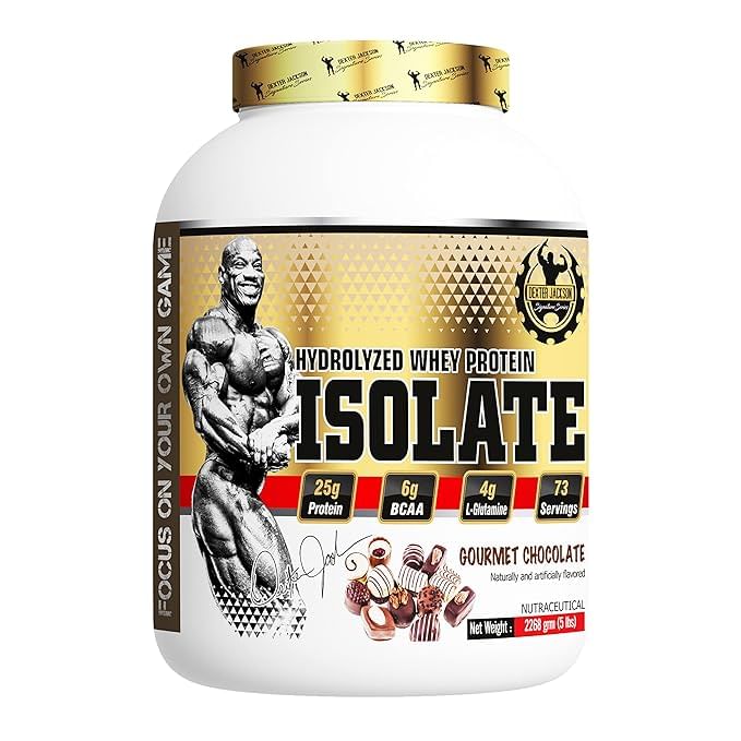 

Dexter Jackson Signature Series Isolate Hydrolyzed Whey Protein 2268G (5 Lbs) - 73 Servings | Gourmet Chocolate Flavor - Premium Muscle Support For...