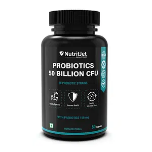NutritJet Probiotic Supplement 50 Billion CFU With 20 Strains Helps Support Digestive – 60 Veg Capsules
