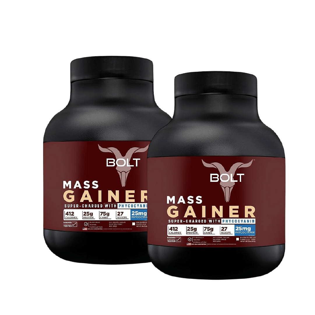

Bolt Mass Gainer | Weight Gainer | Supercharge With Phycocyanin | 25G Protein, 75G Carbs & 412 Calories For Muscle Gainer & Weight Gain Objectives ...