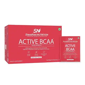 Steadfast Nutrition Active BCAA | Pre Workout BCAA Supplement in 2:1:1 Ratio | Muscle Recovery & Endurance, Intra workout | BCAA with L-Glutamine & L-Arginine | Watermelon Flavour (450g, 30 Sachets)