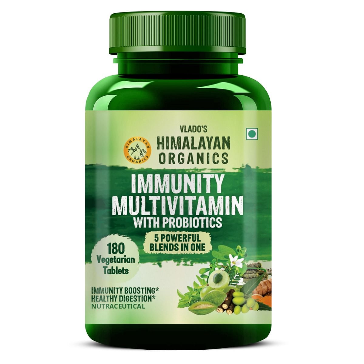 

Vlado's Himalayan Organics Immunity Multivitamin with Probiotics (180 Veg Tablets) with Vitamin C, D, K2, Zinc, Ginseng, Giloy, Biotin For Men & Women