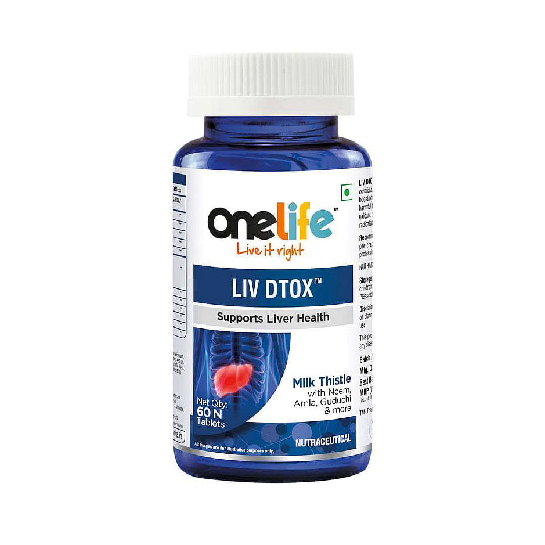 

Onelife Liv Dtox Silymarin Milk Thistle 600 mg With Neem, Amla & Guduchi for Liver Detox -Liver Detoxifier & Regenerator for Complete Liver Care- 6...