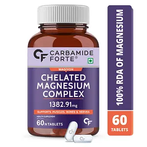 Carbamide Forte Chelated Magnesium Glycinate Citrate Supplement 1382.91mg Per Serving - 60 Veg Tablets