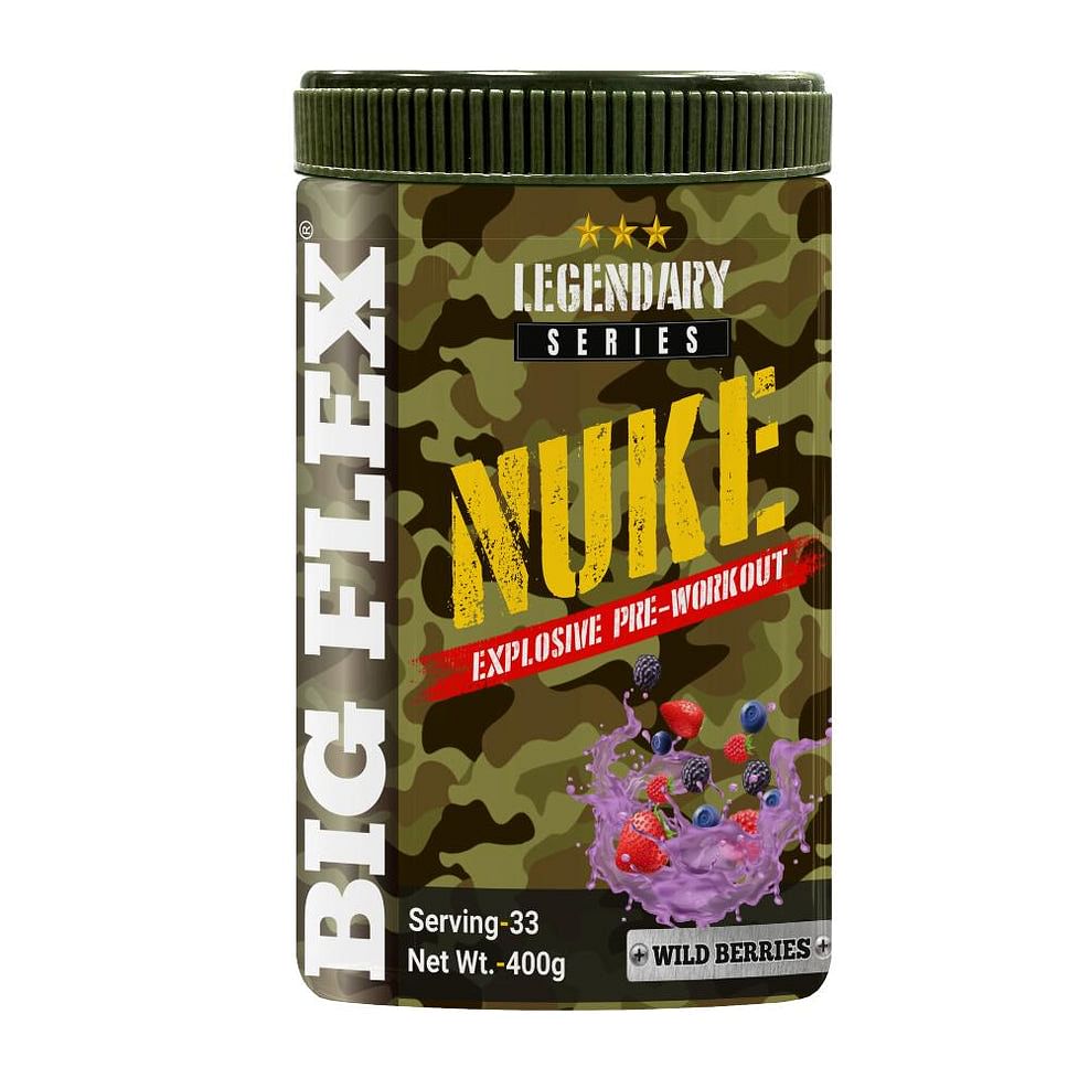 

Bigflex Nuke Pre-Workout PowderIn Wild Berries Flavour, 400 Gm