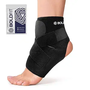 Boldfit Premium Ankle Support Compression Brace For Injuries, Ankle Protection Guard Helpful In Pain Relief And Recovery. Ankle Band For Men & Women Neoprene Black - 1Pcs, Free Size