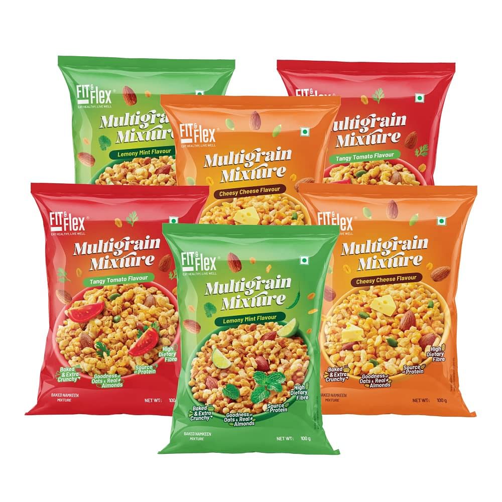 

Fit And Flex Multigrain Mixture Lemony Mint + Tangy Tomato + Cheese Pack Of 6- 100g Each