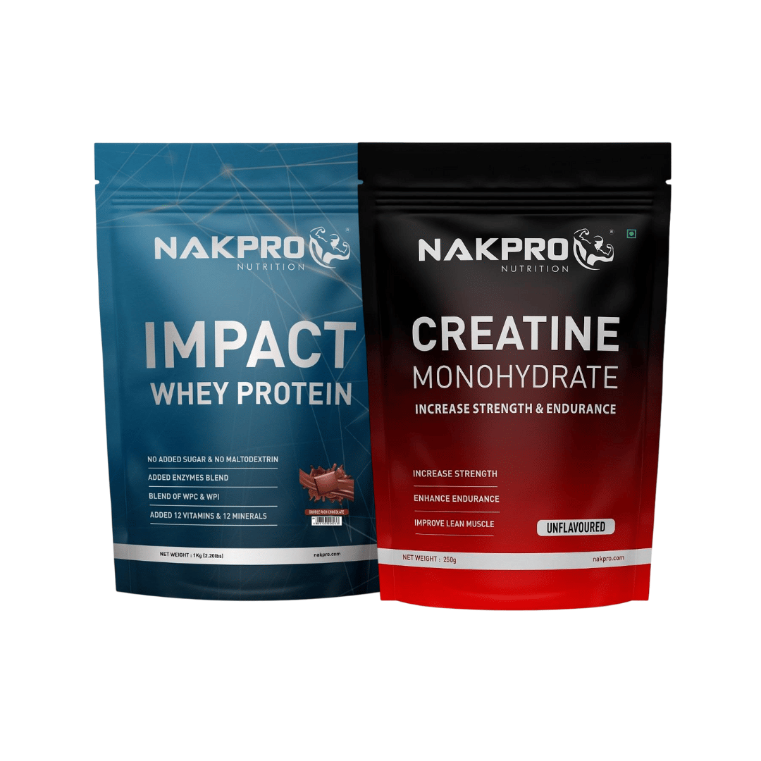 

NAKPRO Impact Whey Protein 1kg | Isolate & Concentrate | 24g Protein & 4.9g BCAA | Double Rich Chocolate Flavour | NAKPRO Micronised Creatine Monoh...