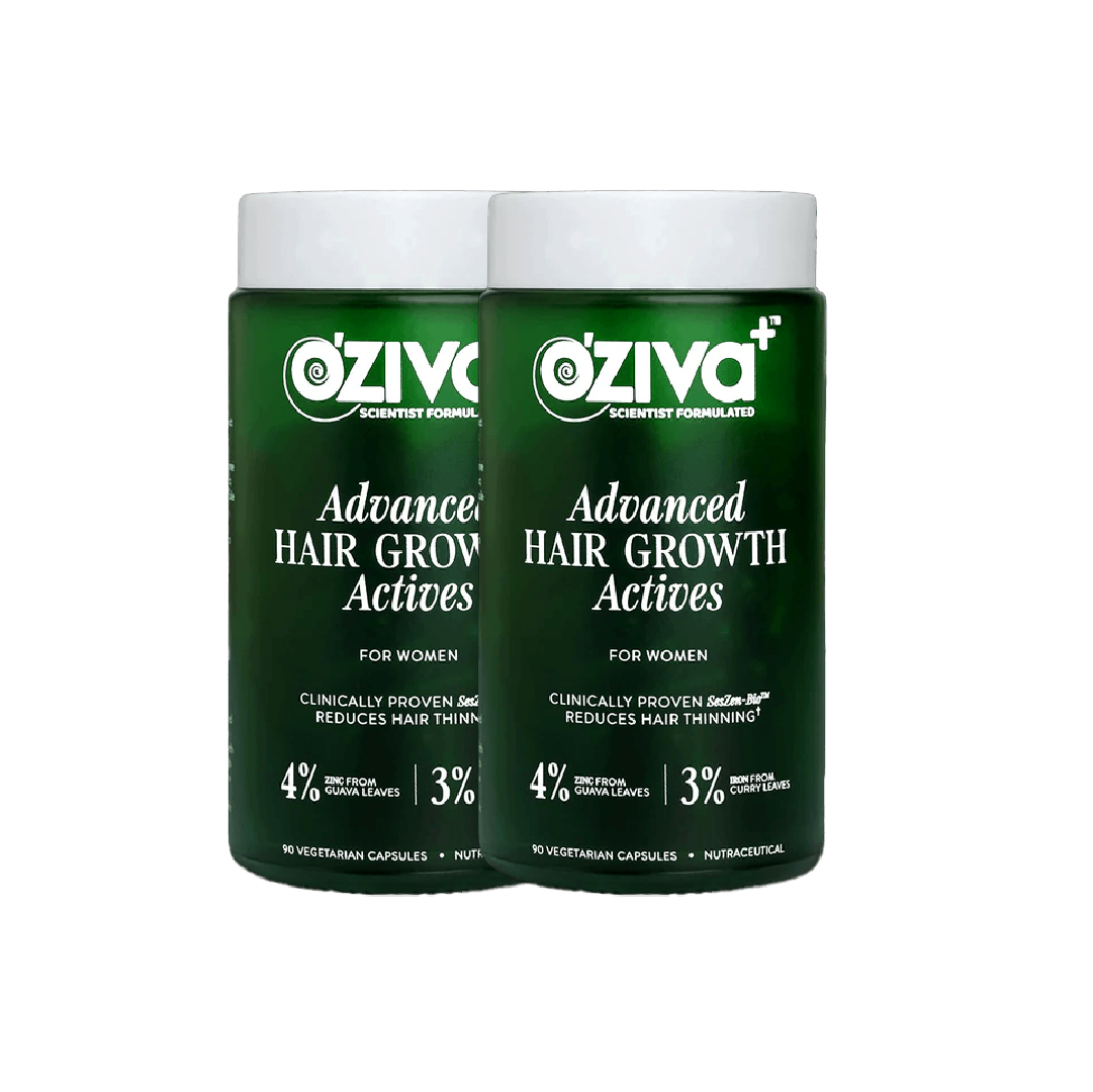 

OZiva Advanced Hair Growth Actives | Anti-Thinning Hair Formula for Women - 90 Capsules Pack of 2