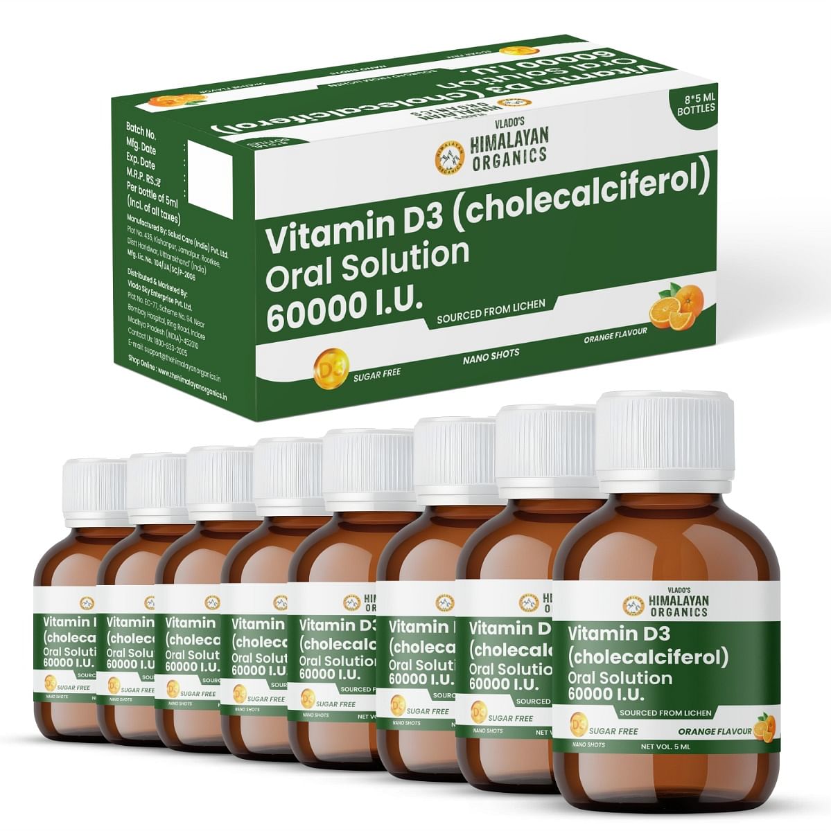 

Vlado's Himalayan Organics Vitamin D3 60000 IU Shots | Cholecalciferol Vitamin D3 60000 IU Supplement I Sugar Free I Oral Solution I Vitamin D 60K ...