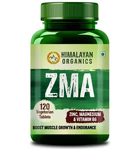 Himalayan Organics ZMA | 120 Veg Tablets | Zinc + Magnesium + Vitamin B6 | Muscle Growth