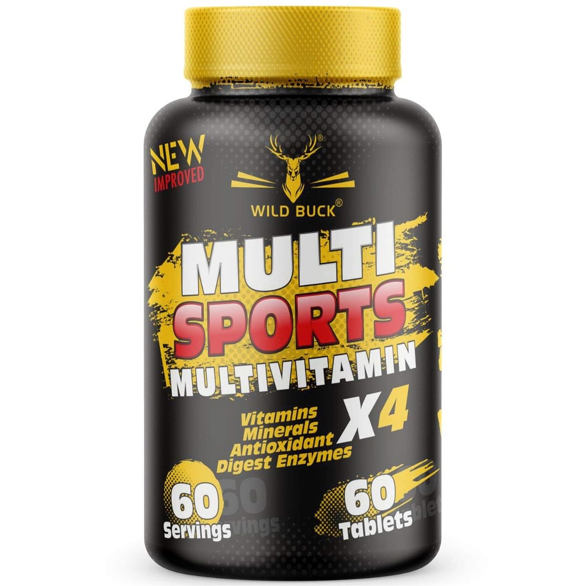 

WILD BUCK Multi Sports Multivitamin X4 with Vitamins, Minerals, Antioxidants, Digestive Enzymes(60 Tablets)