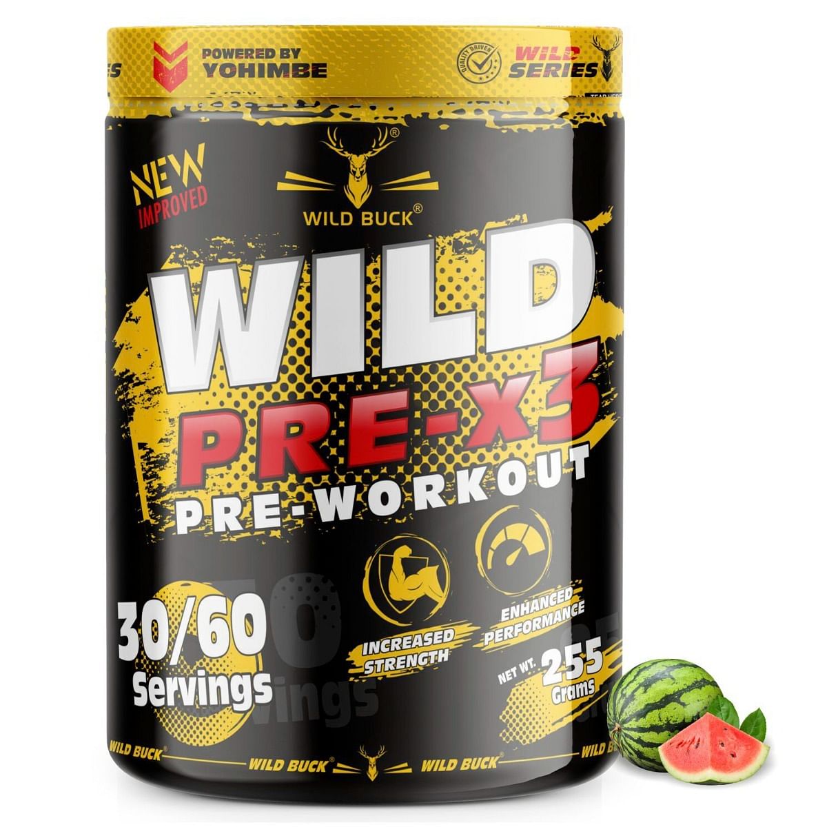 

WILD BUCK Wild Pre-X3 Hardcore Pre-Workout Supplement with Creatine Monohydrate(255gm,Watermelon)