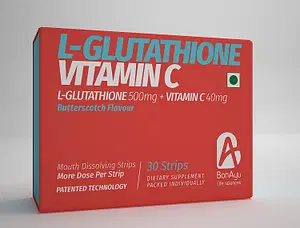 BonAyu Glutathione And Vitamin C Mouth Dissolving Strips Dietary Glow Skin Supplement For Skin Lightening And Wellness (30 Strips)