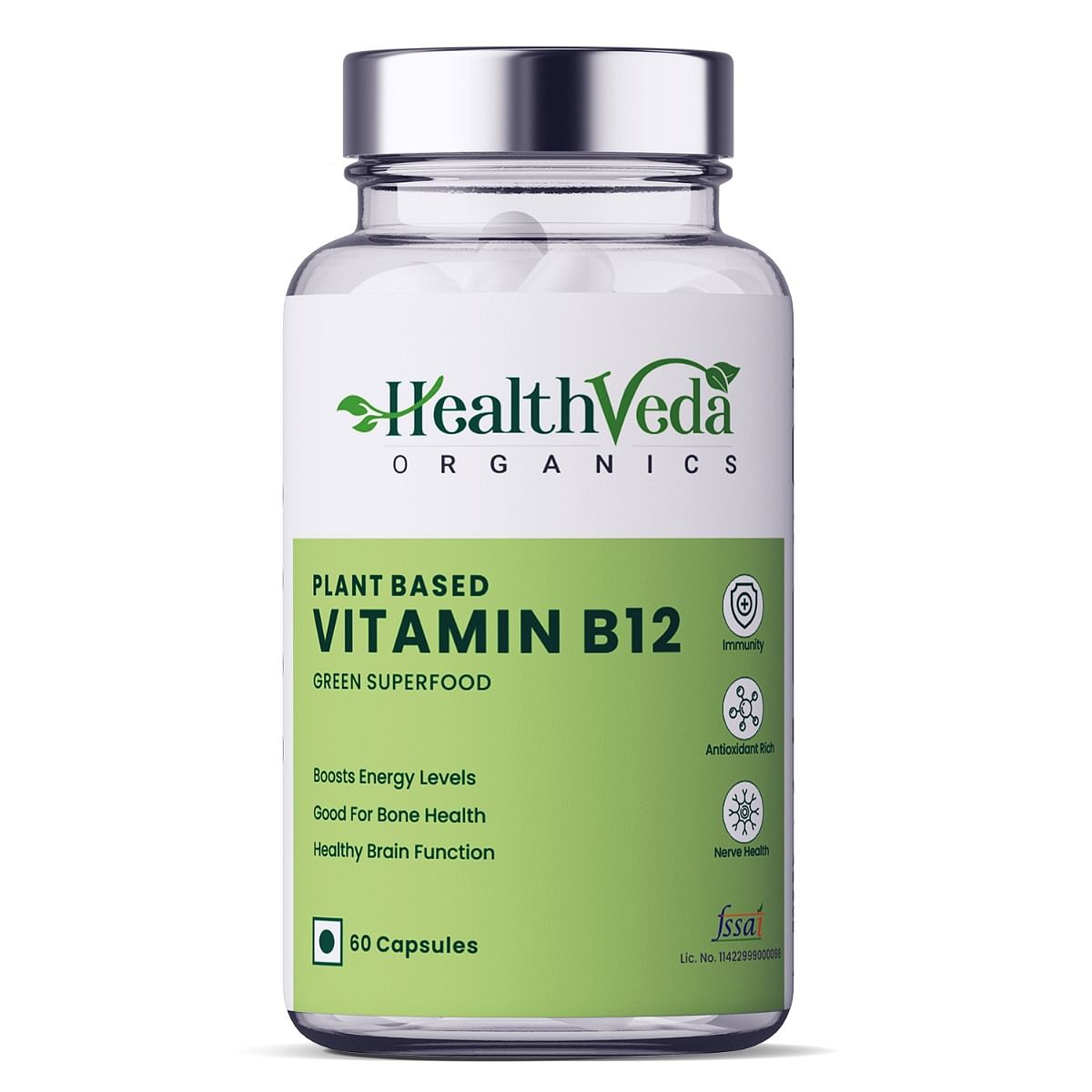 

Health Veda Organics Plant Based Vitamin B-12, 2.2mcg | 60 Veg Capsules | Boost Energy Level | Supports Healthy Nervous System & Brain Function | F...