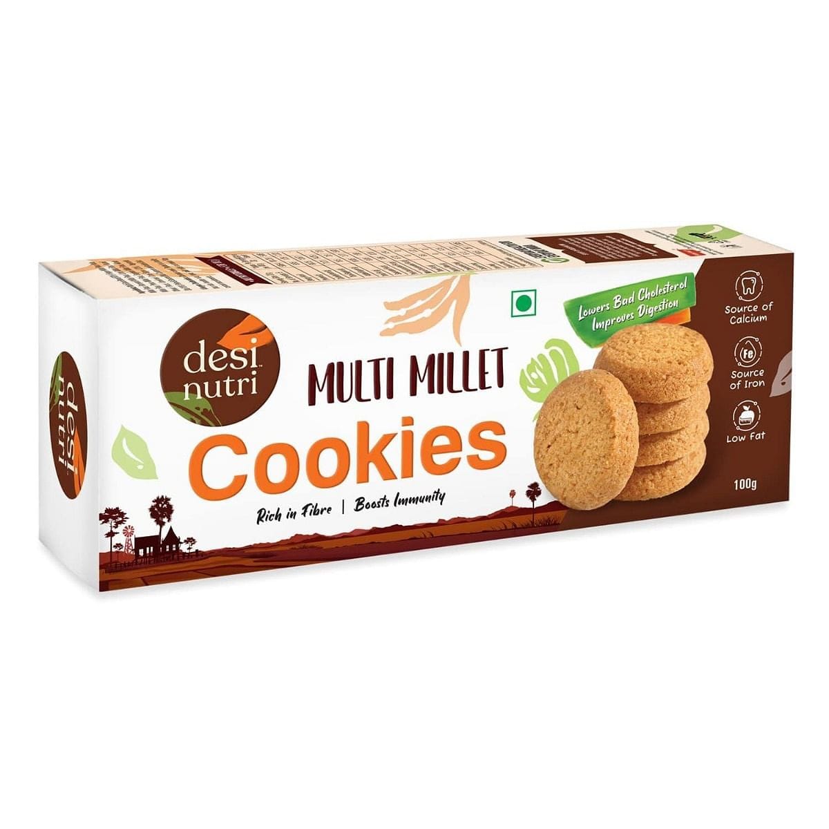 Desi Nutri Multi Millet Cookies | Ready to Eat Cookies | Millet Cookies | Cookies | Rich in Fiber & Immunity - 100g