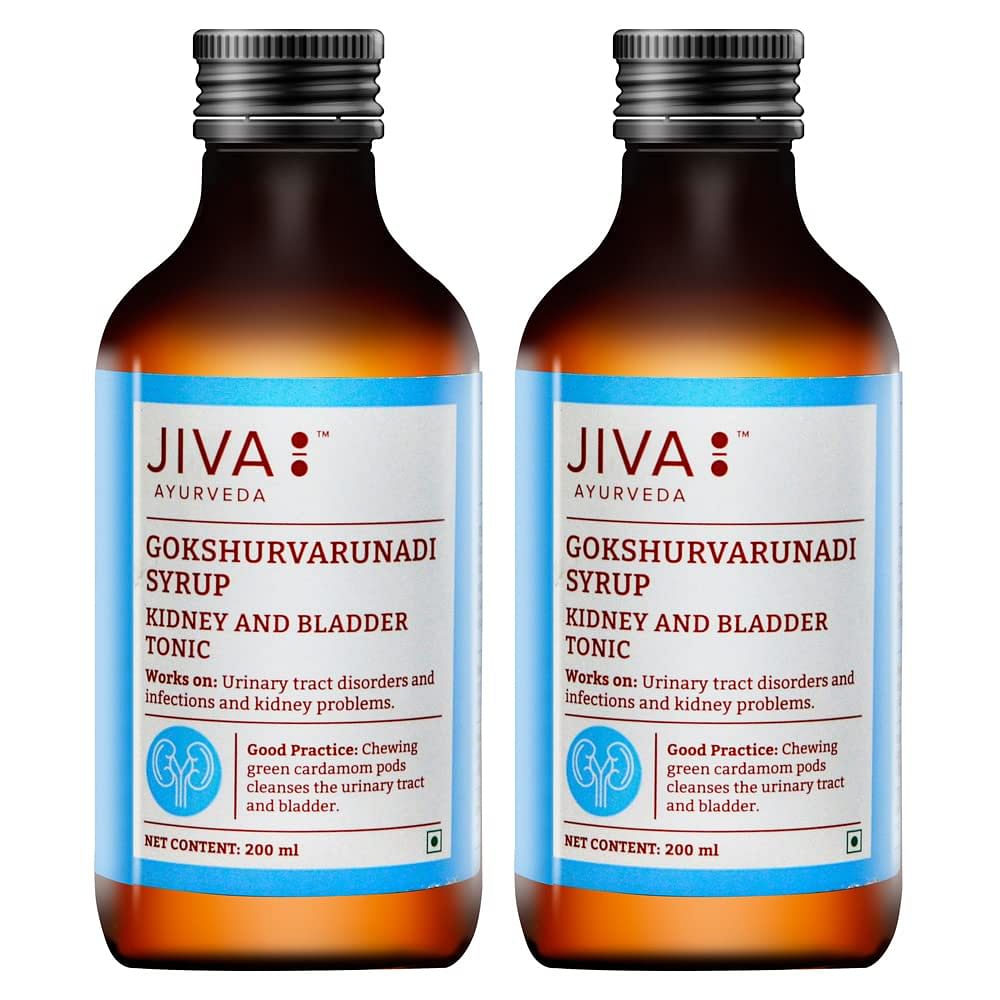 

Jiva Ayurveda Gokshuvarunadi Syrup Helpful in Urinary Tract Disorders and Kidney Poblems - 200 ml (Pack of 2)