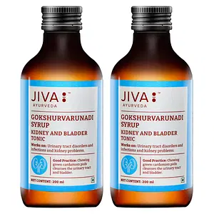 Jiva Ayurveda Gokshuvarunadi Syrup Helpful in Urinary Tract Disorders and Kidney Poblems - 200 ml (Pack of 2)