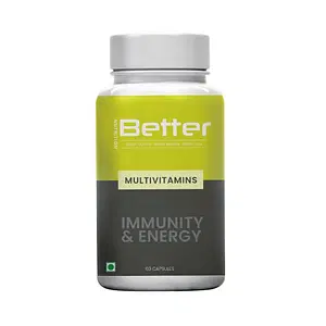 Better Nutrition Multivitamin & Essential Minerals (60 Capsules) | Immunity Booster | Health & Wellness | Increases Joint & Bone Health | Iron, Calcium, Magnesium & Zinc | No Side Effects | 100% Veg