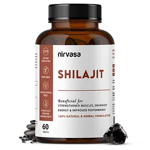 Nirvasa Shilajit Tablet, to boost Testosterone Levels, Vigour and Stamina for Men, Vegeterian Tablet, 1B (1 x 60 Tablets)