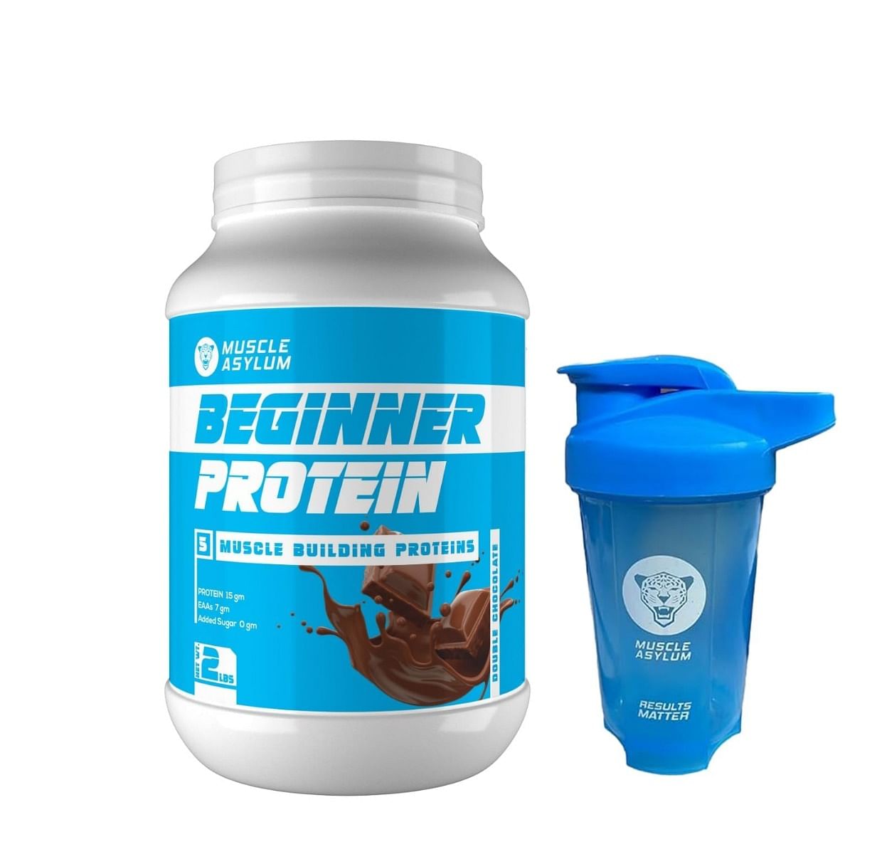 

Muscle Asylum Beginner Protein Blend - 15g Protein For Muscle Building, 7g EAA, No Added Sugar 22 Servings, 2lbs (Double Chocolate)