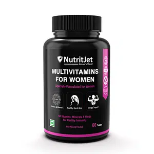 NutritJet Multivitamin For Women With Probiotics Supplement With 50 Essential Ingredients For Immunity, Hair & Skin – 60 Vegetarian Tablets