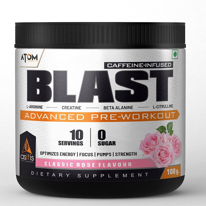 

AS-IT-IS ATOM Blast Advanced Pre-workout, Caffeine & L- Arginine Infused, Optimizes Energy, Increase Strength & Pumps - Classic Rose - 100gms