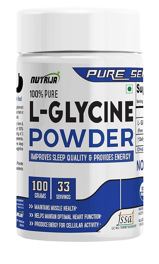 

NutriJa L-Glycine Powder 100% Pure 3000mg Per Serving - Support Healthy Sleep | Faster Recovery & Improves Joint Health (100 Grams)