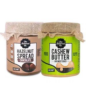 The Butternut Co. Cashew Butter Unsweetened 200g & Chocolate Hazelnut Spread Creamy 200 gm | Pack of 2 Combo